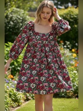 J. Crew Puff-Sleeve Mini Dress Liberty Poppy Amelie Floral Cottagecore Romantic